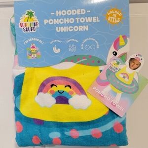 New Hooded Girls Unicorn Poncho Towel-Blue & Pink-Size 6+